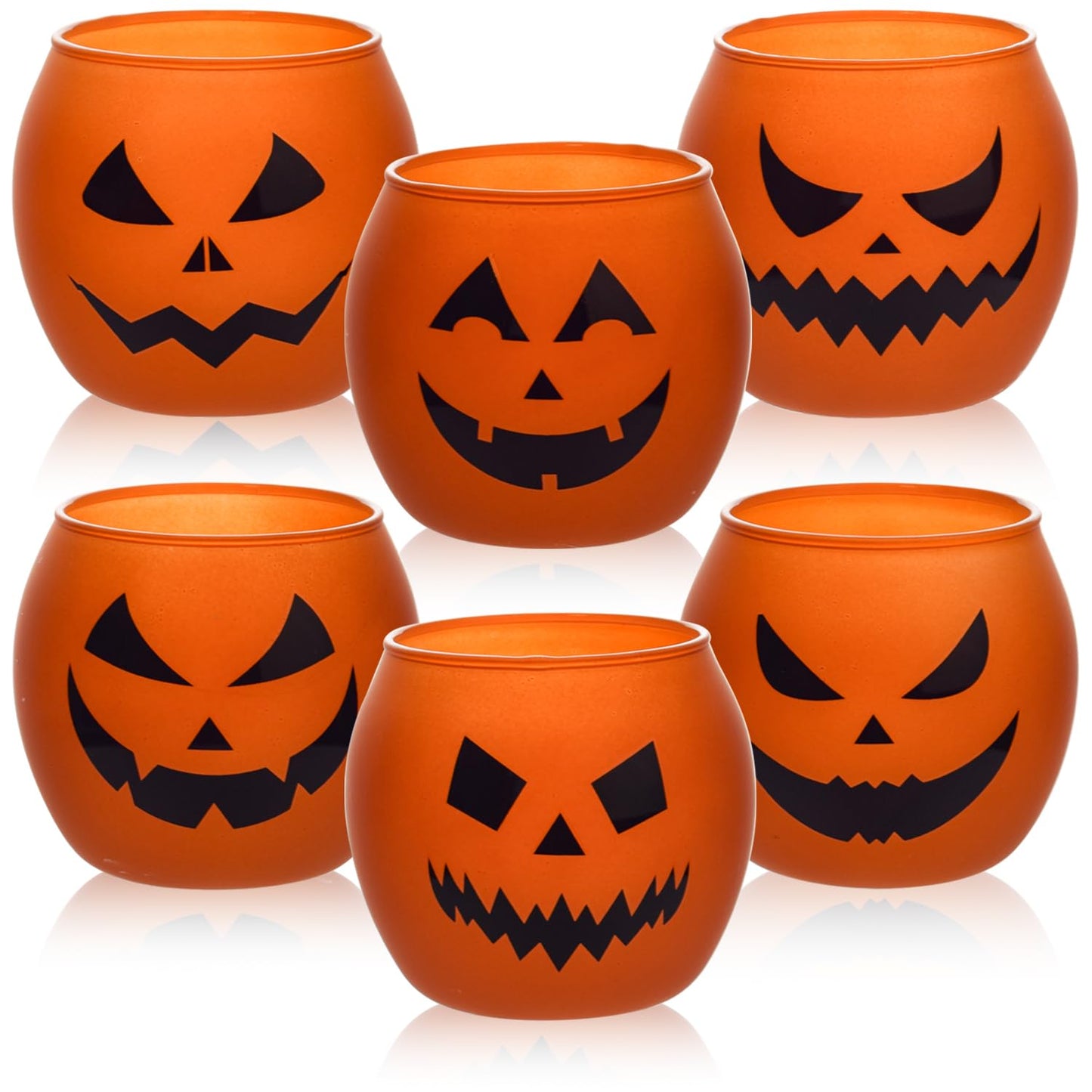 Galssmagic Halloween Table Decor Candle Holder Set of 6,Holloween Votive Candle Holders for Halloween Party Decorations Indoor Centerpieces
