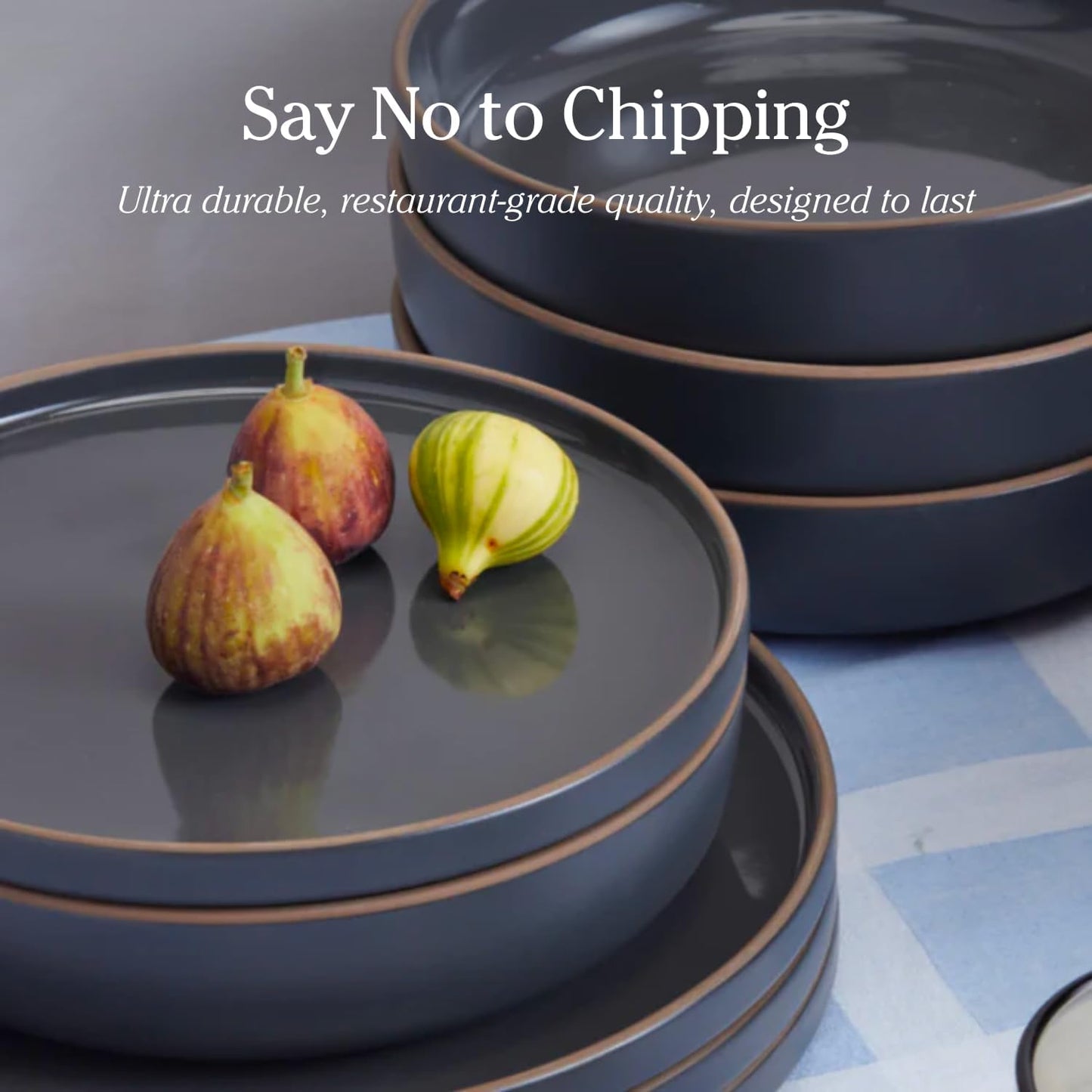Our Place Dinner Plates - Set of Four 10.5” Handcrafted Ceramic Dinner Plates | Chip-Resistant, Restaurant-Grade | Stackable & Space-Saving | Char