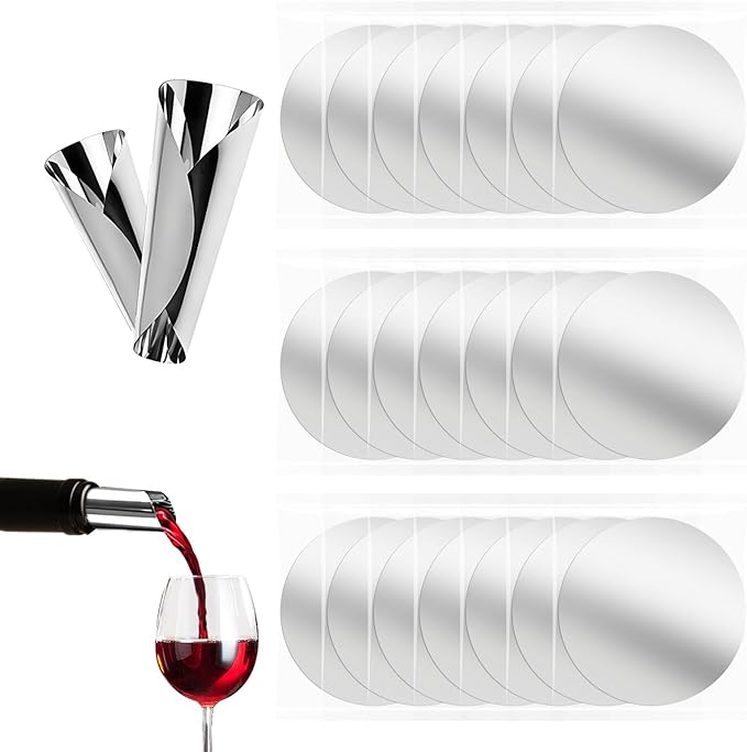 Cofimkate 30Pcs Individually Wrapped 3-Inch Wine Pourer Discs, Disposable Anti-Drip Liquor Pour Spouts for Wine & Liquor B...