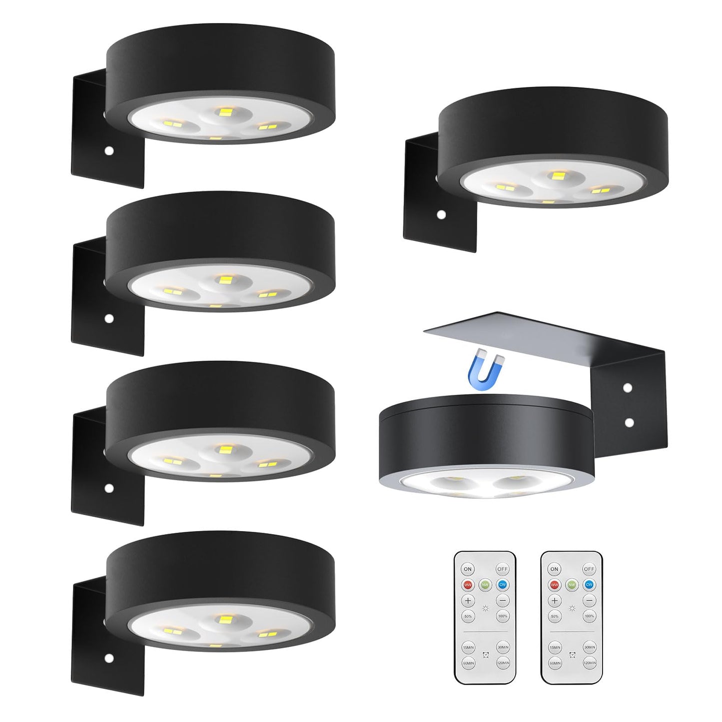 6pcs Wall Picture Light Battery Operated, Painting Light with Remote, Wall Picture Lighting Wireless Indoor with 3 Lighting, Art Display Led Lighting Brightness Dimmable for Frame Gallery Portrait