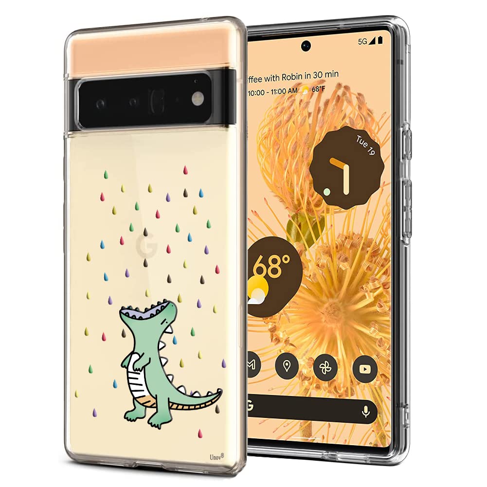 Unov Pixel 6 Pro Case Clear With Design Soft Tpu Shock Absorption Slim Embossed Pattern Protective Back Cover For Pixel 6 Pro 5G