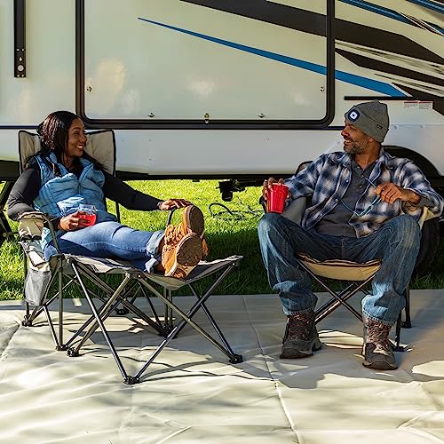 Lippert Sun Soaker Two-Position Vented Reclining Camping Chair with Footrest, 600D Polyester Fabric, Mesh Back/Seat, Padde...