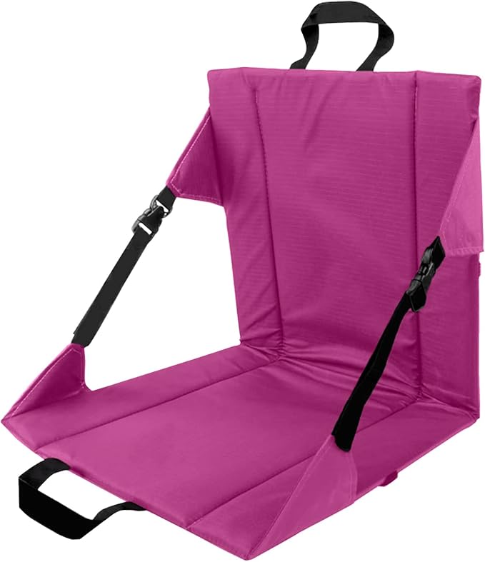 LynsaTac Folding Stadium Seat Cushion with Backrest, Portable Bleacher Pad for Camping, Fishing,15.8'' x 16.5'',Lightweight Chair with Backrest for Outdoor Sports and Concerts (Rose Pink)
