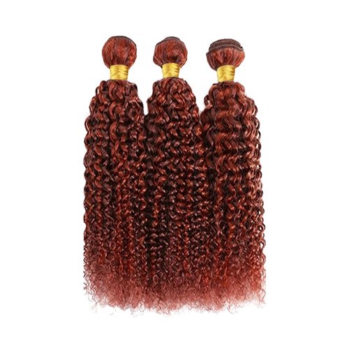 P33/350 Bundles Ombre Ginger Brown Kinky Curly Human Hair Bundle Two Tone Color 33 Auburn Mixed With Orange Bundle Highlight Copper 3 Bundles 16 18 20 Inch