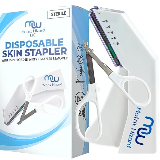 Disposable Skin Stapler (Suture Thread Alternative) with 55 Preloaded Wires Plus Stapler Remover Tool for Outdoor Camping ...