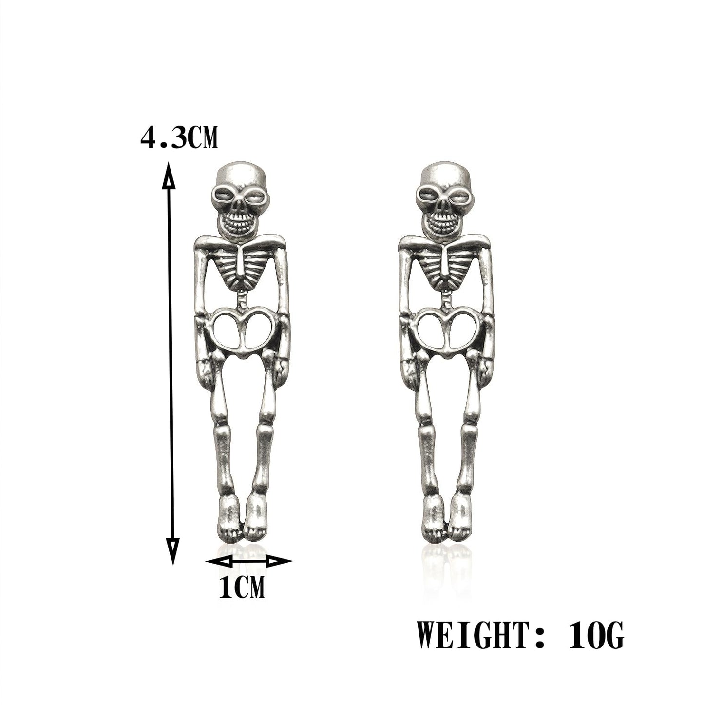 Halloween Gothic Skeleton Unique Earrings Punk Human Skull Funny Earrings Ghost Groom Bride Front Back Stud Earrings for Women