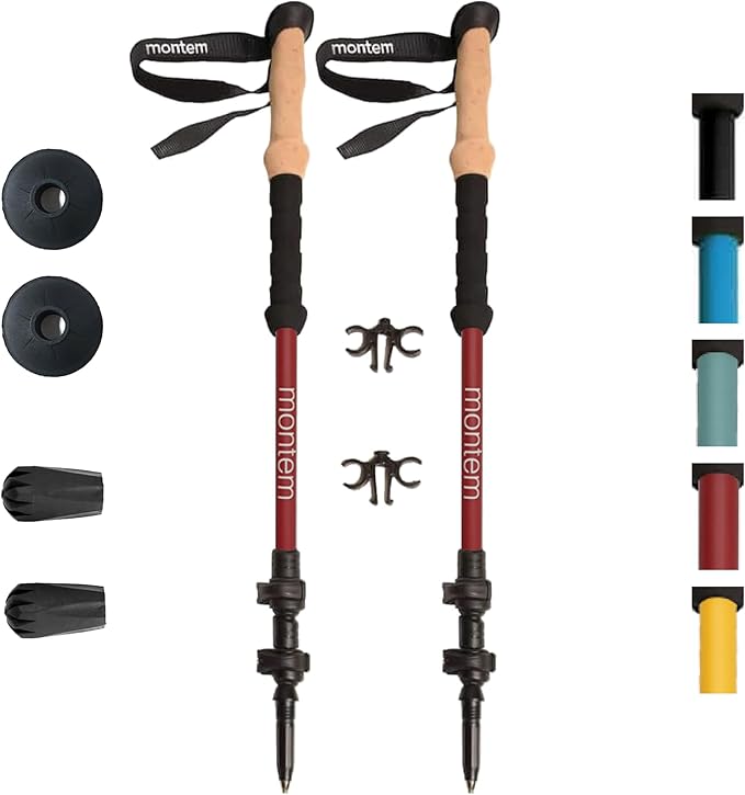 Montem Ultra Light 100% Carbon Fiber Trekking, Walking, and Hiking Poles - One Pair (2 Poles) - Ultra Light, Quick Lockin...