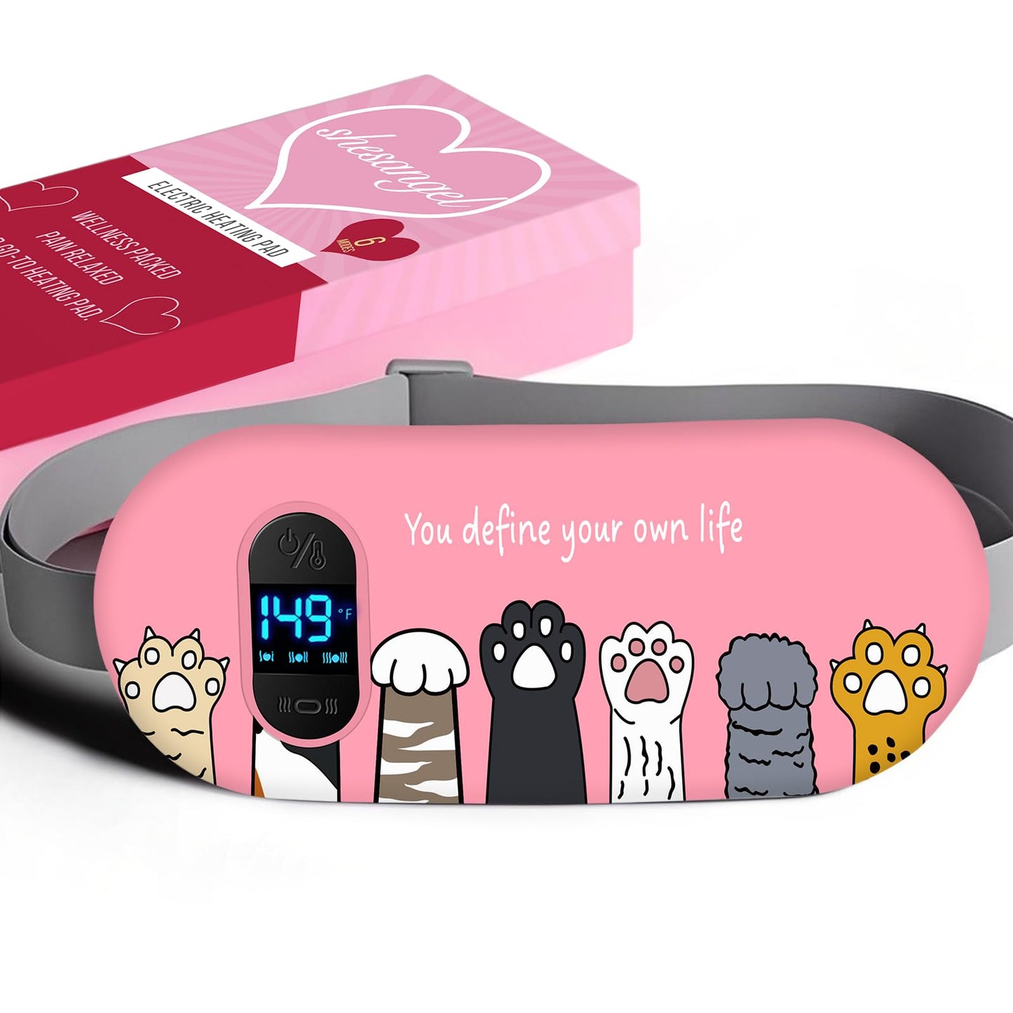 Portable Heating Pad for Period Cramps: Menstrual Heating Pad with Unique Design, Fast Heating Pad with 6 Heat Levels and 6 Massage Modes, Gifts for Her, Women, Teens and Girls