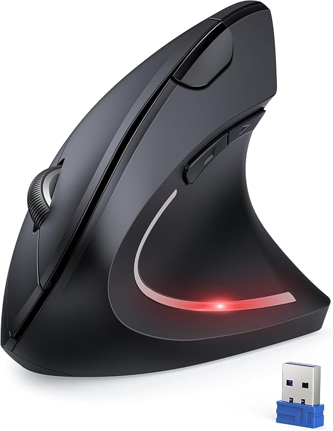 TECKNET 2.4G Ergonomic Mouse Vertical Wireless - 4800 DPI Optical Carpal Tunnel Mouse Right Hand, 5 Adjustable DPI, Quiet ...