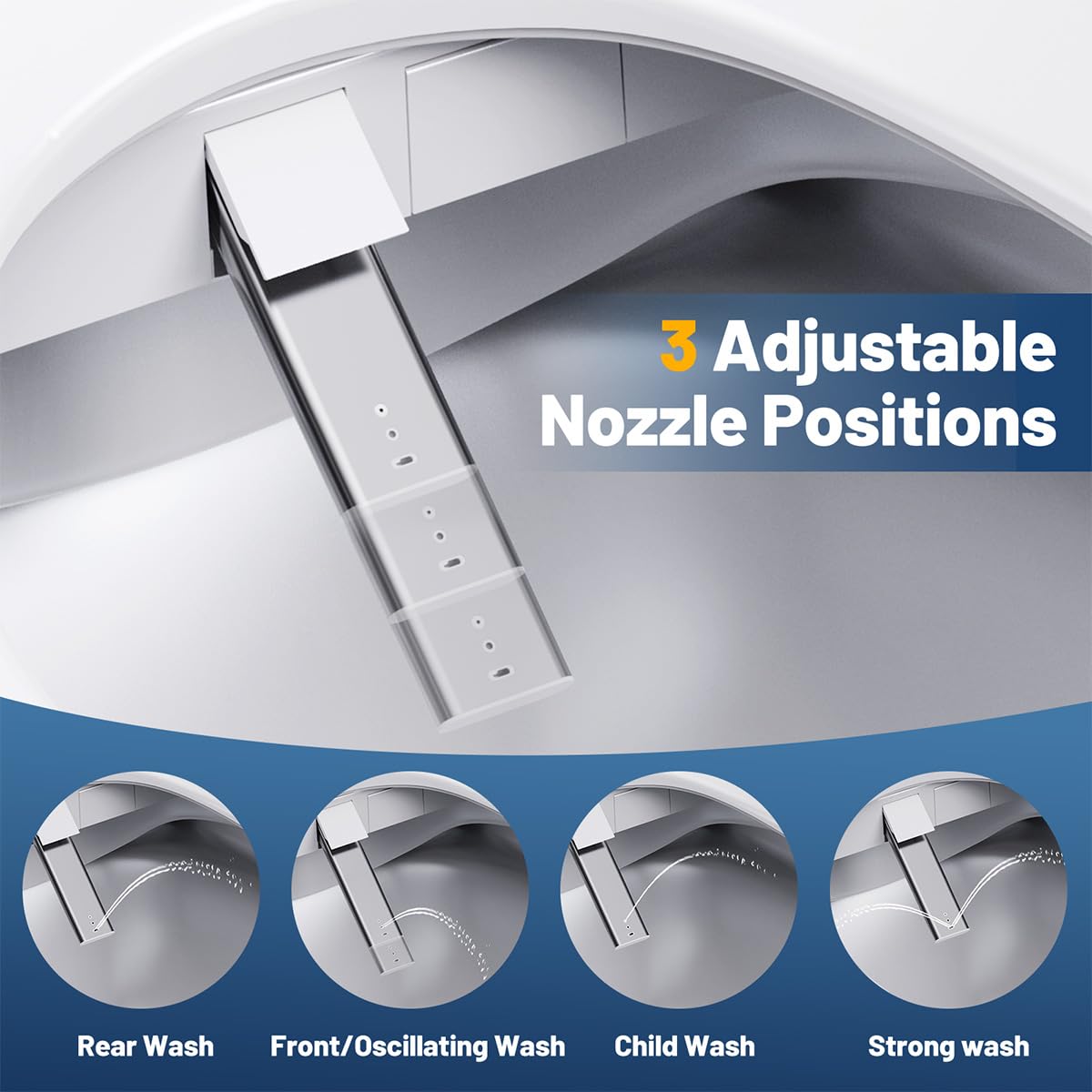 GAICOM Bidet Toilet Seat Elongated, Electric Smart Heated Toilet Seat with Instant Warm Water & Dryer, Multiple Cleaning Modes, Remote Control, Self-Clean Nozzle, Soft Closed, Night Light