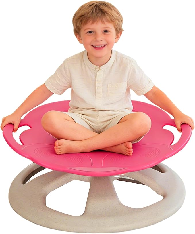 FERUERW Spinning Chair for Autistic Kids with Handle, Sensory Swivel Chair, 220LBS Weight Capacity, Sensory Toy for Children with ADHD/Autism, Training Body Coordination, 3+ Years (Red)