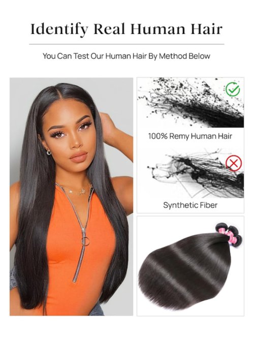 Julia Hair 12A Yaki Straight Human Hair 1 Bundles 20 Inch Unprocessed Virgin Real Human Hair Weave Extensions for Women Clip in Kinky Straight Wig Bundles Natural Black