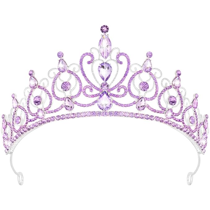 TODDER Purple Tiara for Women Girls Rhinestone Princess Queen Crowns Crystal Headband for Girls Wedding Hair Accessories f...