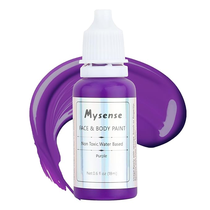 Mysense Purple Face Body Paint,Water Based Washable Face Paint,Non-toxic Cream Body Paint for Adults and Children Halloween Costume Cosplay SFX Zombie Vampire Witch Makeup,0.6oz