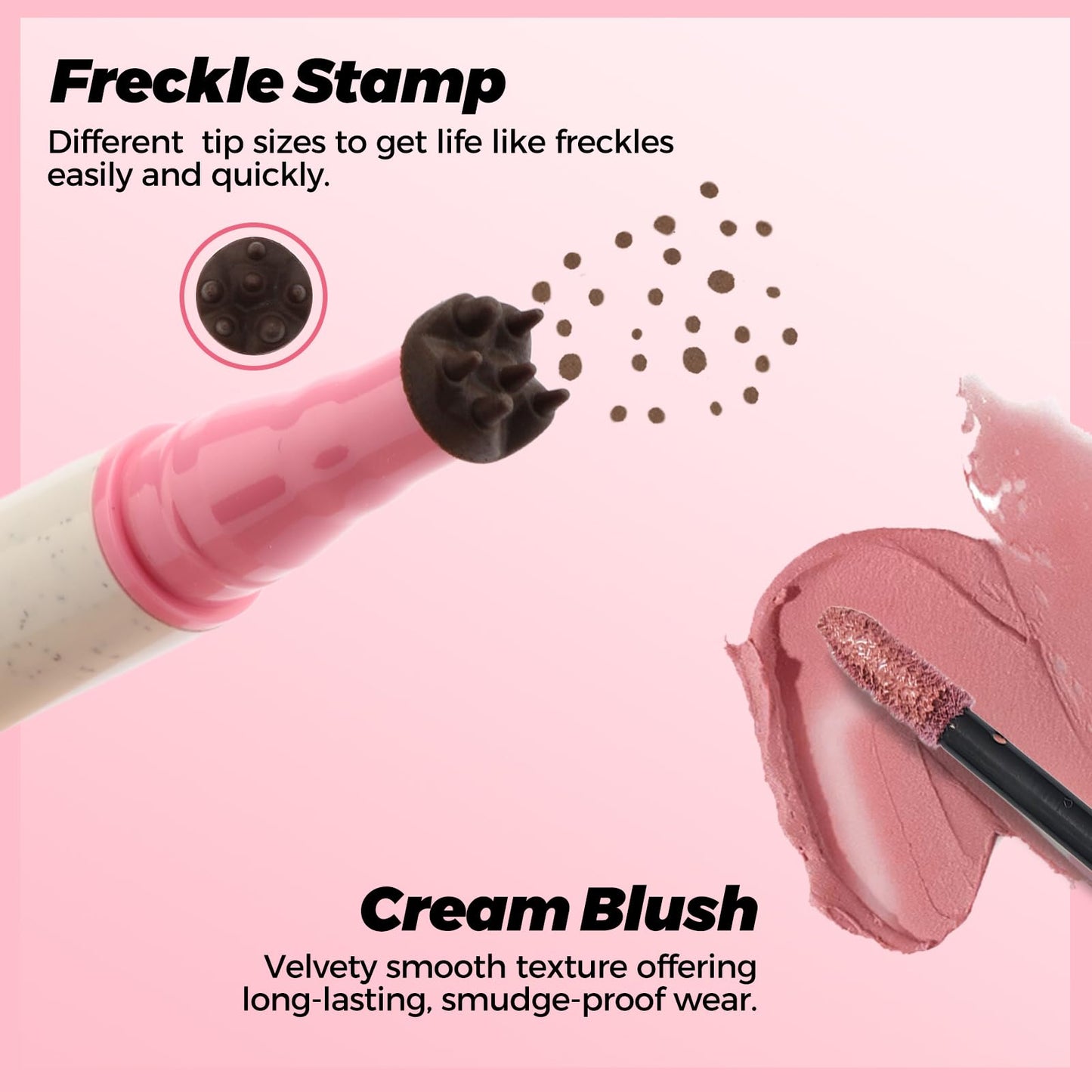 Erinde 2PCS Natural Freckle Blush Pen, 2 in 1 Liquid Freckle Stamp & Liquid Blush for Cheeks, Long Lasting Waterproof Freckles T