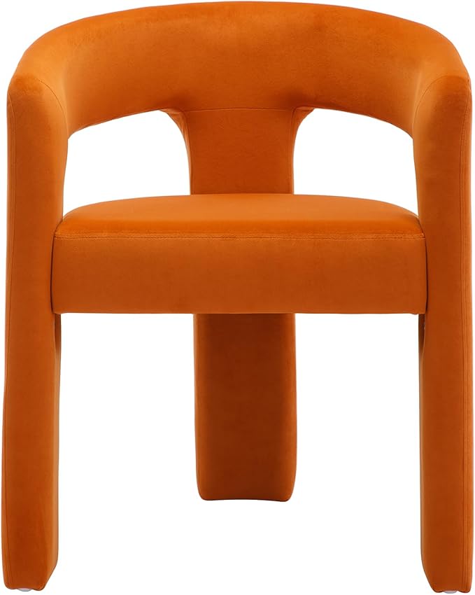DAYALANE Modern Barrel Dining Chairs Set of 2, Upholstered Kitchen Chairs with Arms Comfy Velvet Side Chair for Living Room/Dining Room/Reception, Orange