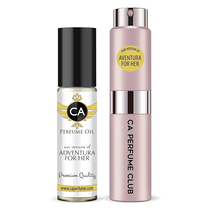 CA Perfume Duo Impression of Aventura For Her For Women Perfume Layering Set Long Lasting Travel Size EDP + Body Oil Roll-On Bottle 0.27 Fl Oz+0.33 Fl Oz