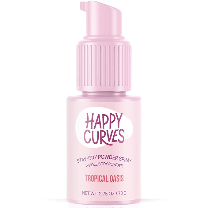 HAPPY CURVES Comfort Powder: Talc Free Anti Chafe Body & Foot Dusting Powder Deodorant to Control Inner Thigh Chafing, and Private Areas (2.75 Ounce (Pack of 1), Tropical Oasis)