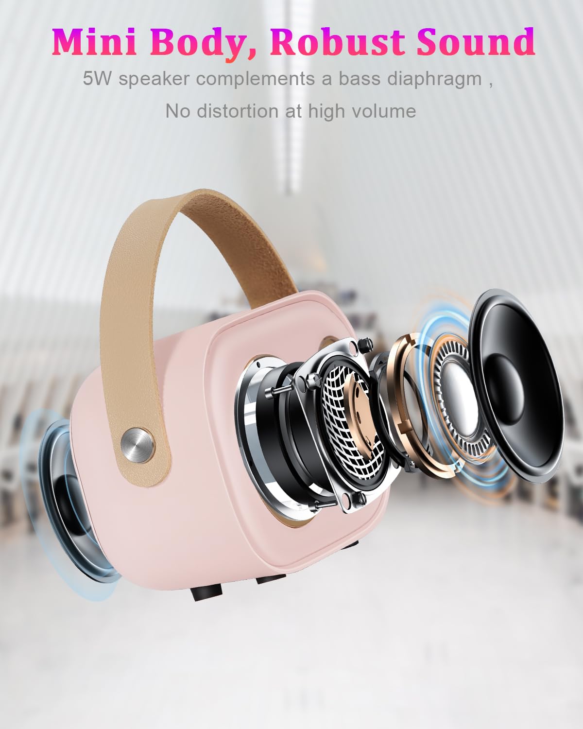 PRUNUS C20 Mini Karaoke Machine Portable Bluetooth Speaker with Wireless Microphone 6 Sound Modes for Adults&Kids Birthday Home Farmily Friends Party Gifts for Girls Boys Friends-Pink