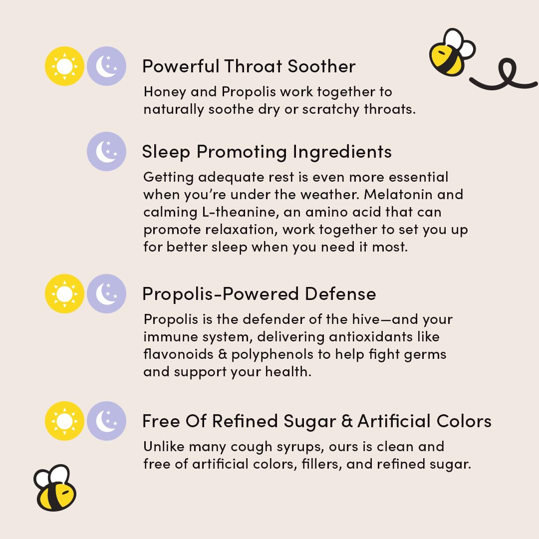 Beekeeper's Naturals Kids Honey Cough Syrup – Day & Night Value Pack – Immune Support with Elderberry, Vitamin C, D, Propolis & Raw Honey – Soothing, Clean Ingredients – Two Pack, 2 x 4 fl oz