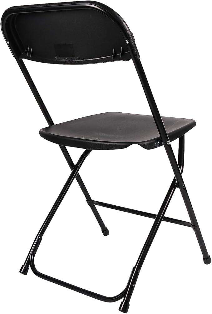 BTEXPERT® Set of 8, Black Plastic Folding Chair Steel Frame Commercial High Capacity Event Chair Lightweight Set for Office Wedding Party Picnic Kitchen Dining Church School