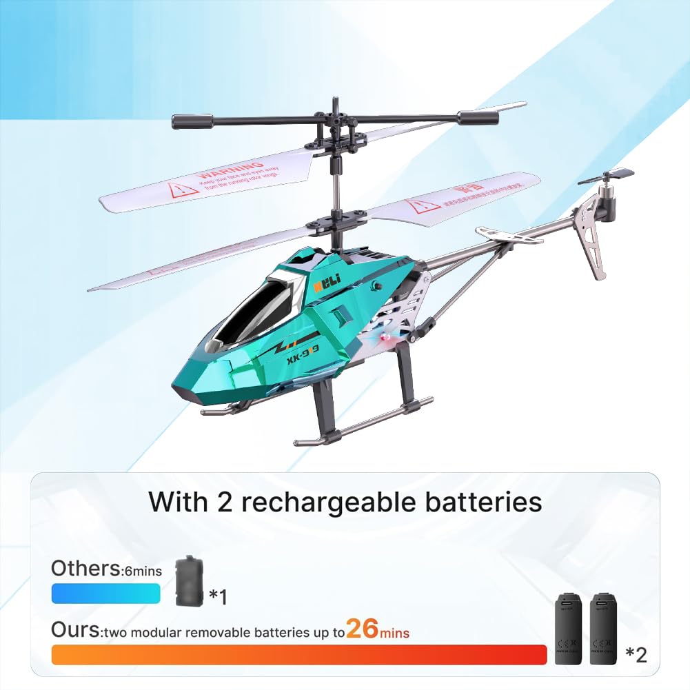 XIKOTEC RC Helicopter, Remote Control Helicopter for Kids, 2.4 GHz, LED Light, One-Key Take Off/Landing, Altitude Hold, RC Toys for Boys Girls