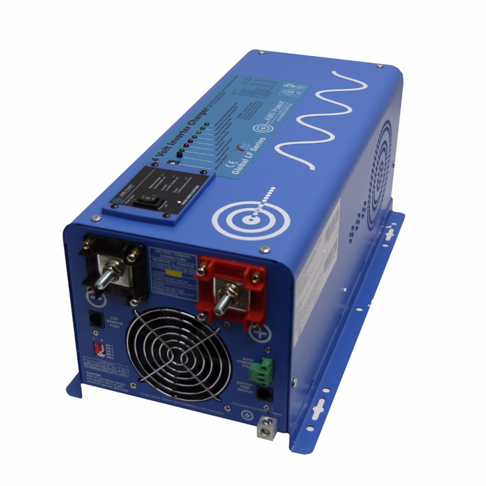 Aims Power Picoglf20W24V120Vr Pure Sine Inverter Charger, 2000 Watts Continuous Power Output, 6000 Watts Surge Rating, 24V, Batt