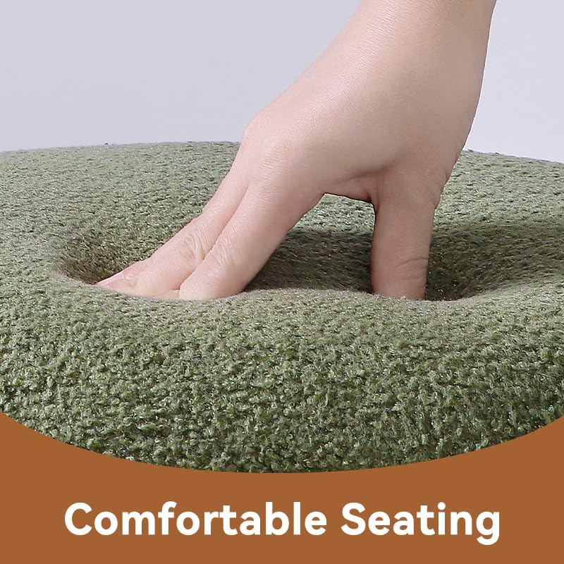 AraSyleon Round Footstool Ottoman Lambswool Dresser Stool Multi-Functional footrest Shoeshine Stool Suitable for Living Room, Bedroom, Children's Room(Green