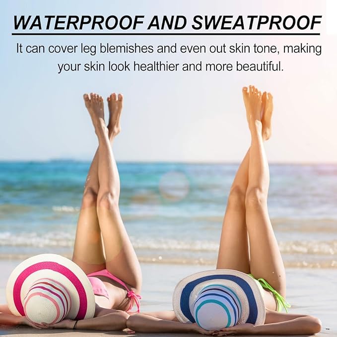 Leg Makeup Waterproof No Transfer, Flawless Looking Leg and Body Tattoos and Scar Cover up Makeup Concealer for All Skin. (2# Medium Golw)