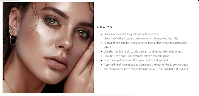 elke DUO BROW HIGHLIGHTER PENCIL (Cool | Blush - Champagne) soft shimmer sheen highlighter, concealer corrector