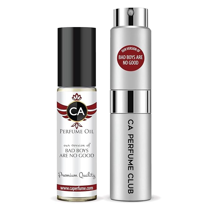 CA Perfume Duo Impression of Bad Boys Are No Good But Good Boys Are No Fun For Women And Men Perfume Layering Set Long Lasting Travel Size EDP + Body Oil Roll-On Bottle 0.27 Fl Oz+0.33 Fl Oz