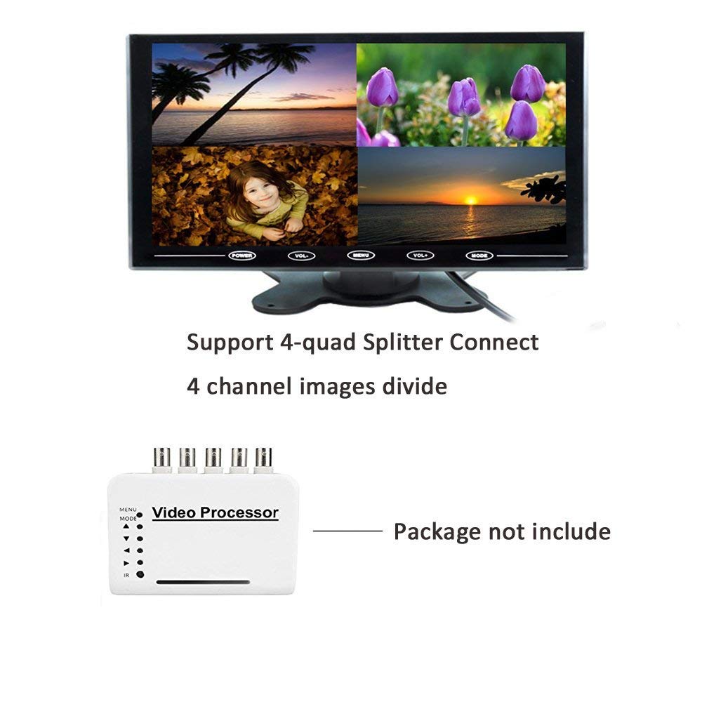 Camecho 9 Inch Lcd Monitor Hd Color Screen, 2 Video Input/Hdmi/Vga, Support Car Backup, Mini Pc Display, Cctv, Home Security, Wi