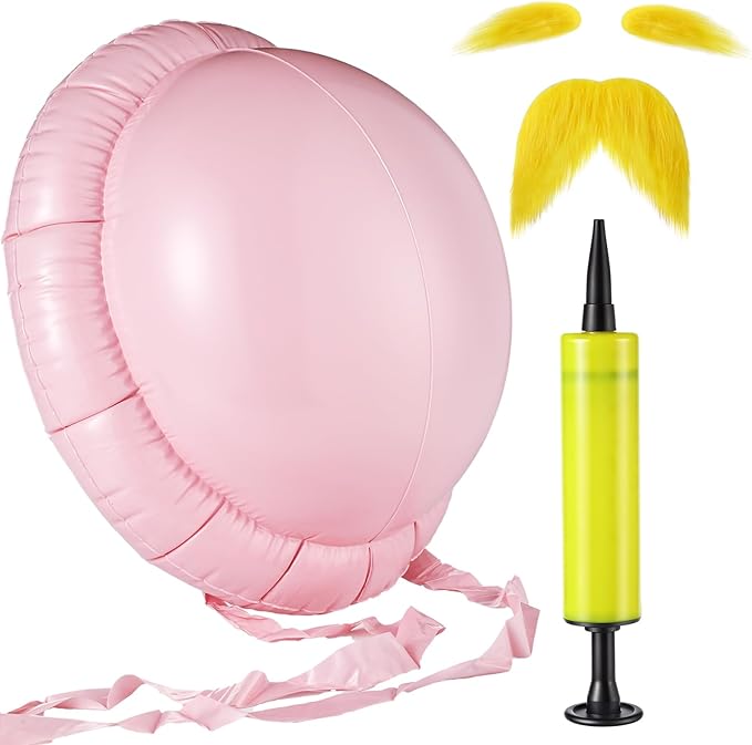 Chicingyou 3 Pcs Halloween Yellow Mustache and Eyebrows Fake Beard Inflatable Belly Filler Cosplay Props for Halloween Cos...