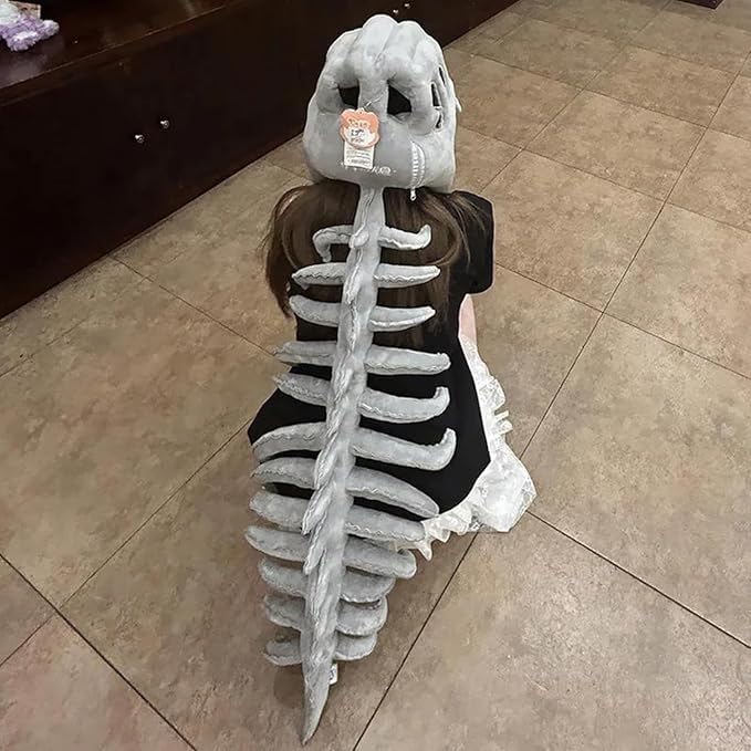 elotugool Dinosaur Skeleton Costume - Realistic 3D Dinosaur Skull Headpiece and Spine Set | Kids Adults Dinosaur Costume Cosplay Photos Props for Halloween/Dress-Up/Cosplay Party