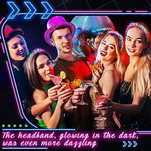 Tigeen Light up Headband LED Glow Headbands Glow in The Dark Headband LED Hair Accessories for Wedding Party Favor