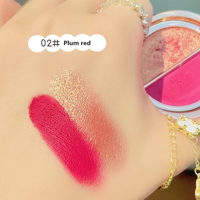 Double color eye shadow, high pigment eye makeup palette, matte shimmer metal eye shadow powder, waterproof and durable color eye makeup