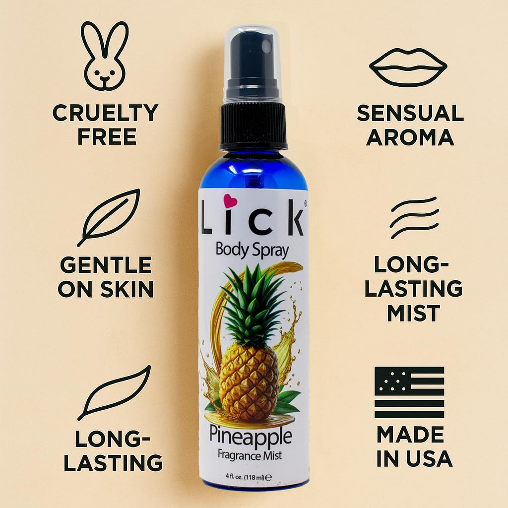 LICK Pineapple Scented Body Spray - Crisp Tropical Fragrance Mist - 4 fl oz