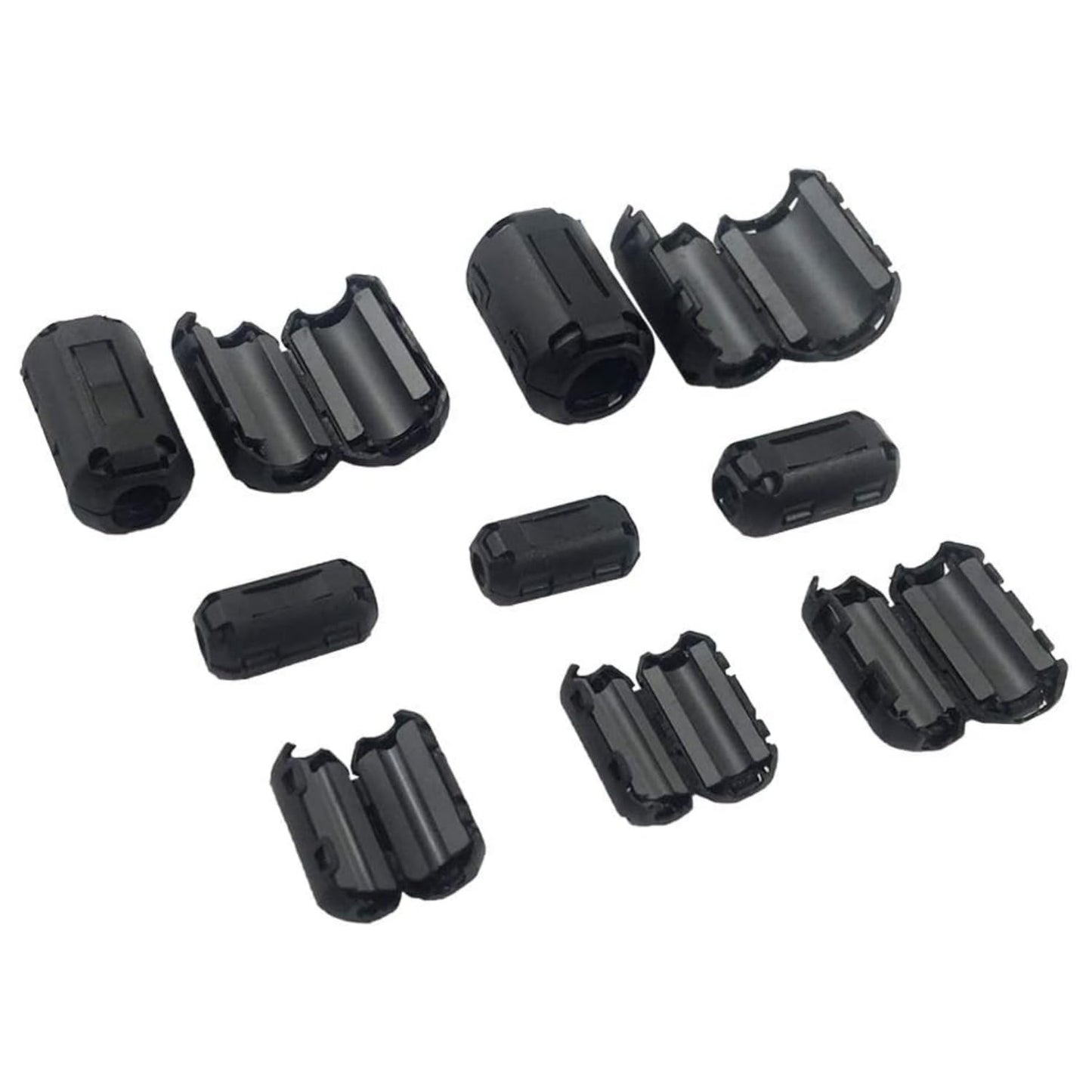 20Pcs Clip-on Ferrite Ring Core Ferrite Bead RFI EMI Noise Suppressor Cable Clip for 3mm/ 5mm/ 7mm/ 9mm/ 13mm Diameter Cable, Black