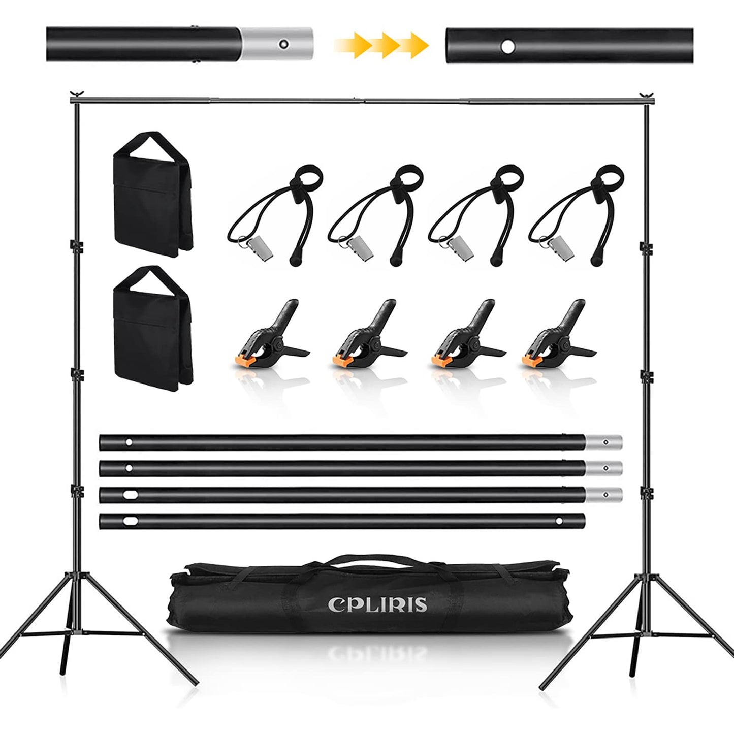 CPLIRIS Backdrop Stand for Parties, 8.5x10ft Adjustable Background Support System for Events Decoration, Baby Shower, Photography with Spring Clamps, Backdrop Clip, Sandbag and Carrying Bag