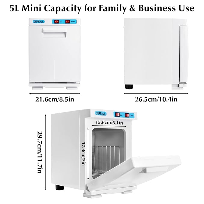 Mini Hot Towel Warmer, 5L Small Hot Towels Cabinet, 2-in-1 Spa Towel Warmers for Facials, Bathroom, Barber, Salon, Esthetician, Beauty, Upgrade Fast Heating Aluminum Interior, White
