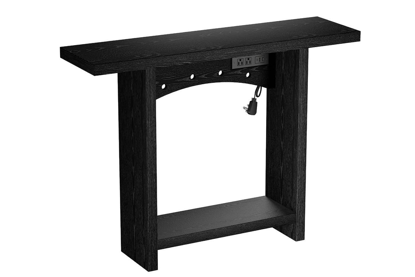 REDAYFUR 43" Console Table with Charging Station, Entryway Table 2-Tier Storage & Power Outlets or Hallway & Living Room, Perfect as Sofa Table Behind Couch, Sturdy Thickened Board & Anti-Tip