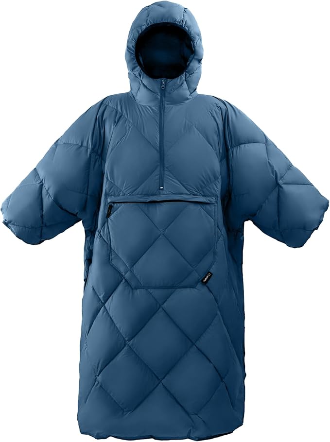 ATEPA Wearable Sleeping Bag, Recycled Warm Camping Wearable Blanket Poncho for Outdoor Sports, Winter Poncho for Women Men