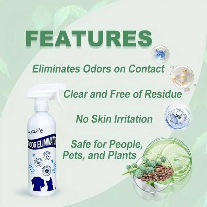 Pet Odor Eliminator for strong odor, Suitable for Dogs and Cats Fragrance Free Colorless Odorless, Highly Effective Safe Ingredients odor eliminator 16.9oz Spray