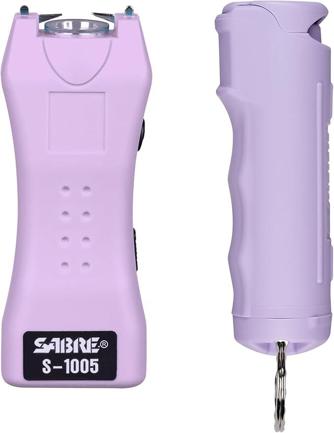 SABRE Pepper Spray & 2-in-1 Stun Gun with Flashlight, Self Defense Kit, Fast Flip Top Safety, Finger Grip for Better & Fas...