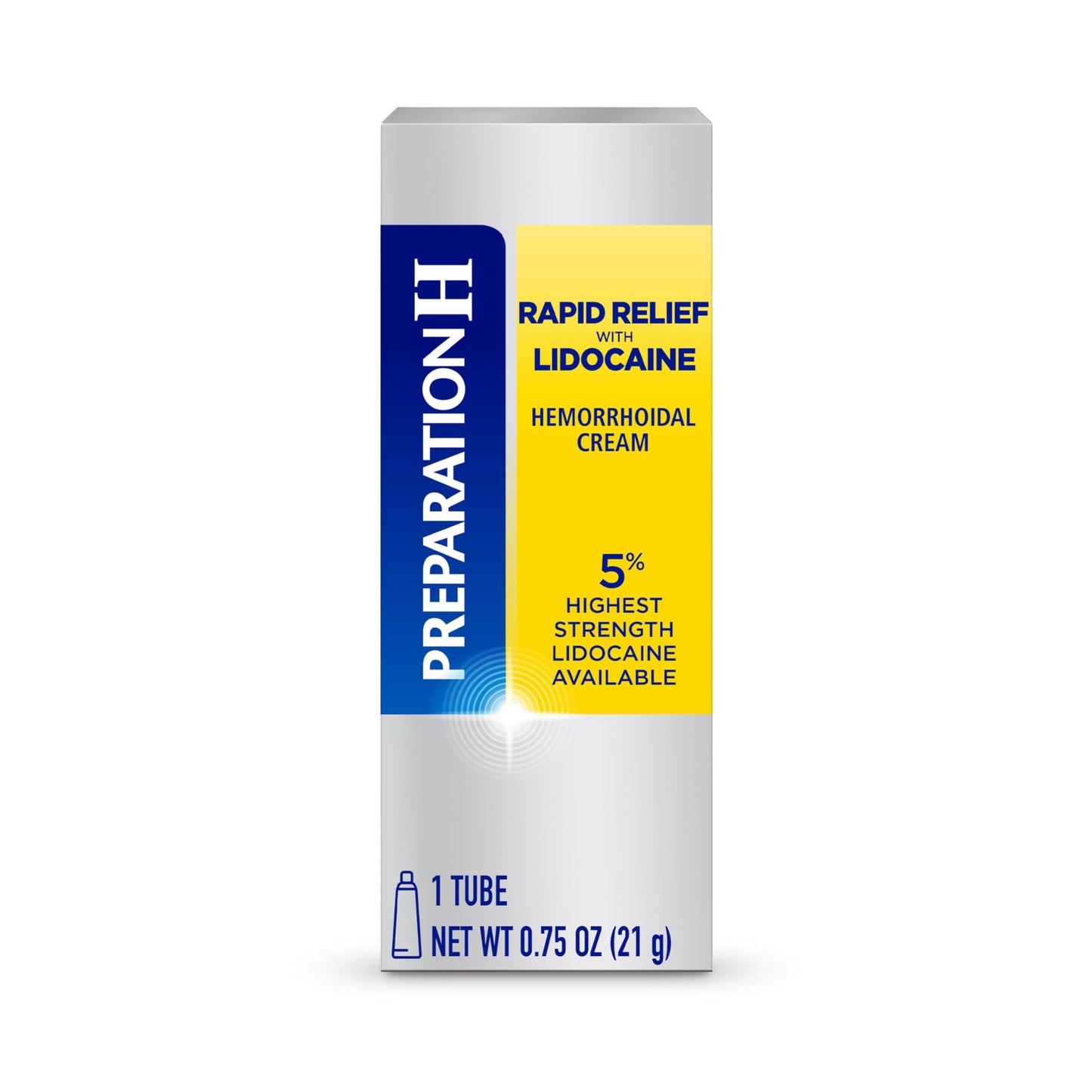 Preparation H Rapid Relief Hemorrhoid Cream with Lidocaine, Numbing Relief for Swelling, Pain, Burning and Itching - 0.75 Oz Tube