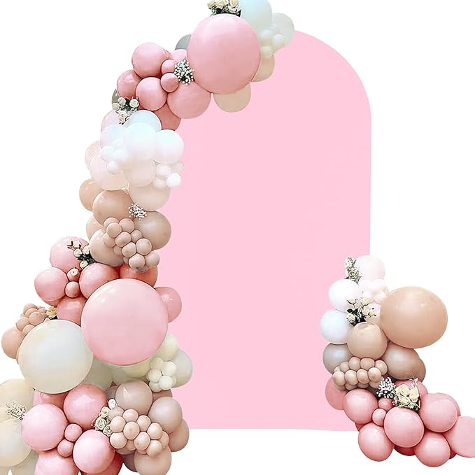 Spandex Fitted Wedding Arch Cover 7.2FT Pink Arch Backdrop Cover, Round Top Chiara Backdrop Stand Covers for Wedding Birth...