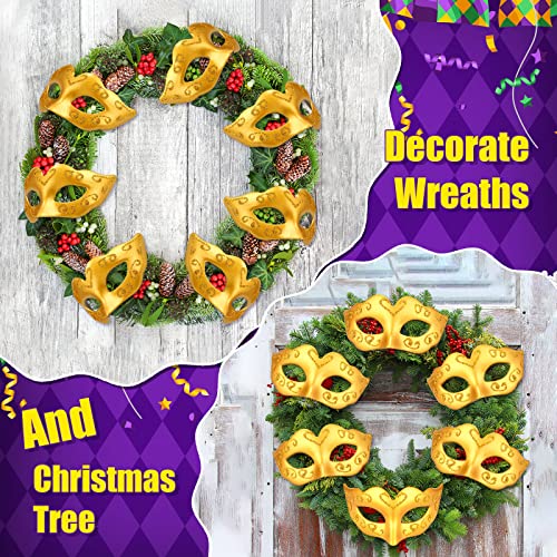 Vinsot 24/48 Pcs Mini Mardi Gras Masks Small Masquerade Mask Cake Toppers Carnival Party Favors Venetian Centerpiece Decor