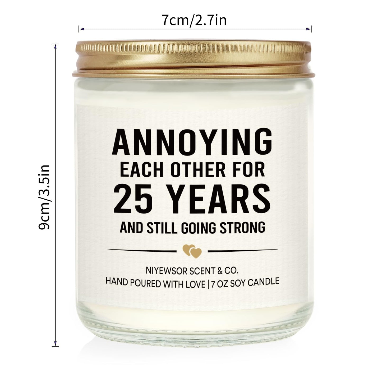Niyewsor 25th Wedding Anniversary Couple Gifts, 25th Anniversary Candle Gift for Couples, Parents, Husband, Wife, Him, Her, Friends, Sliver Wedding Keepsake, 7oz