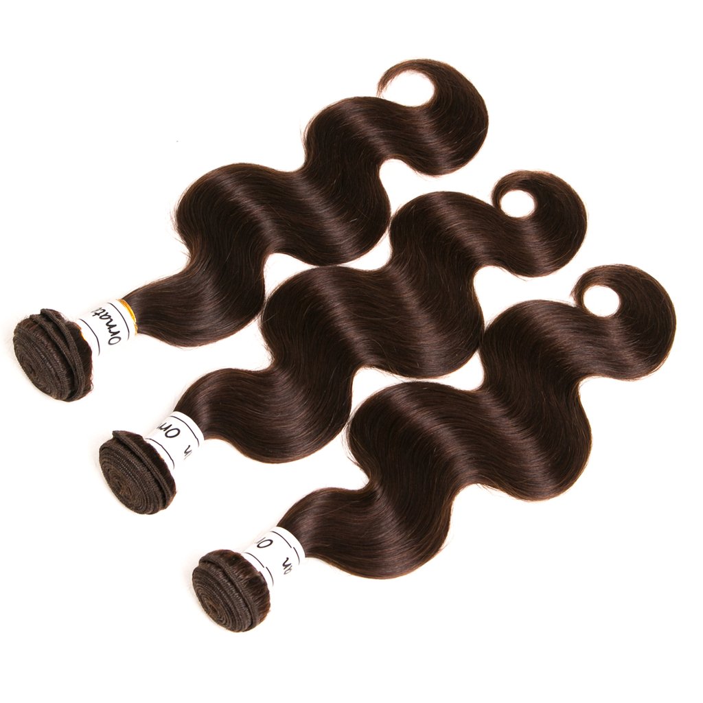 Dark Brown Bundles Human Hair 3 Pcs Brazilian Body Wave Hair Extension Virgin Hair 100% Human Hair Double Weft Weave Bundles Dar