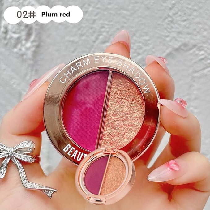 Double color eye shadow, high pigment eye makeup palette, matte shimmer metal eye shadow powder, waterproof and durable color eye makeup
